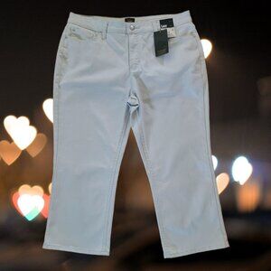 Lee Womens Denim Capri Stretch Mid Rise Regular Fit Pockets Soft Gray Size 18